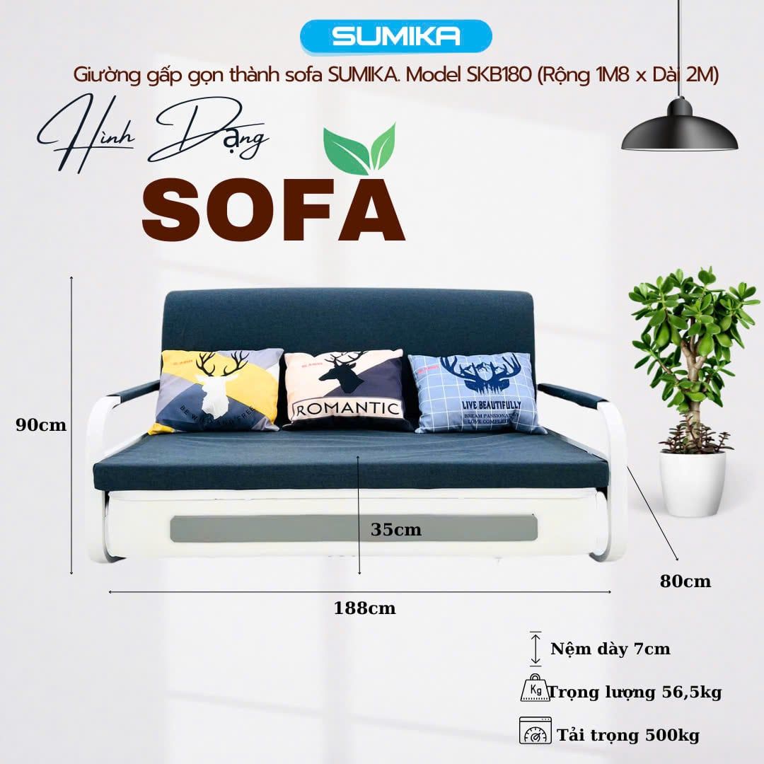  Giường xếp sofa gấp gọn SUMIKA SKB180, chiều rộng 1m8 