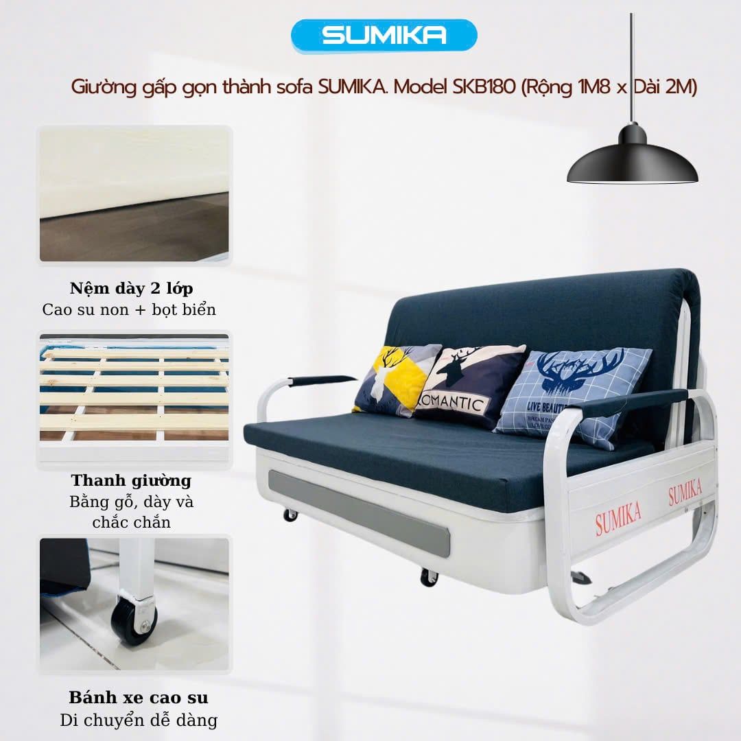  Giường xếp sofa gấp gọn SUMIKA SKB180, chiều rộng 1m8 
