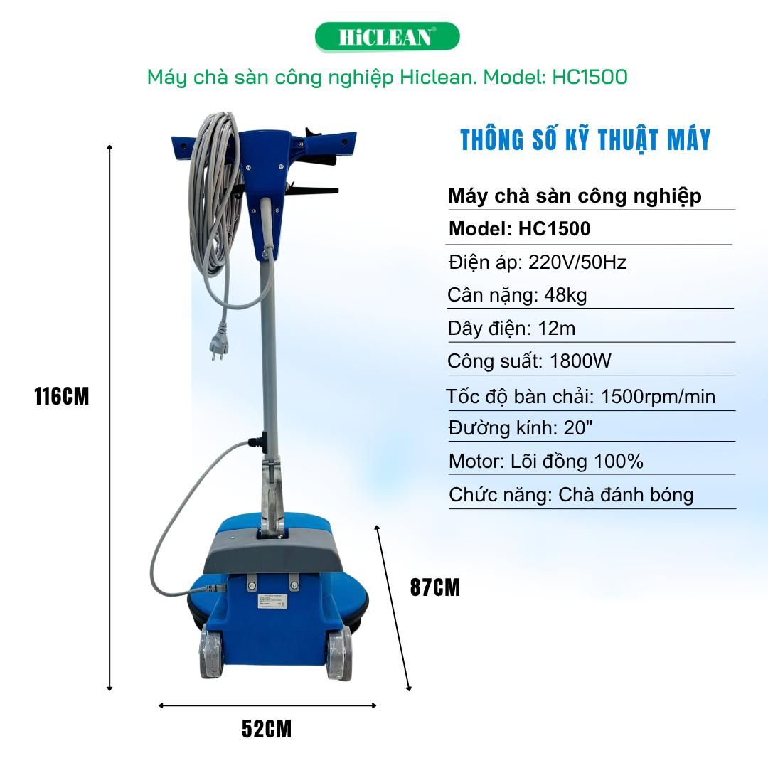  Máy đánh bóng sàn công nghiệp HiClean HC1500 