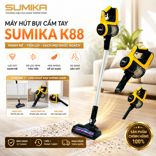  Máy hút bụi không dây SUMIKA K88, 150W 