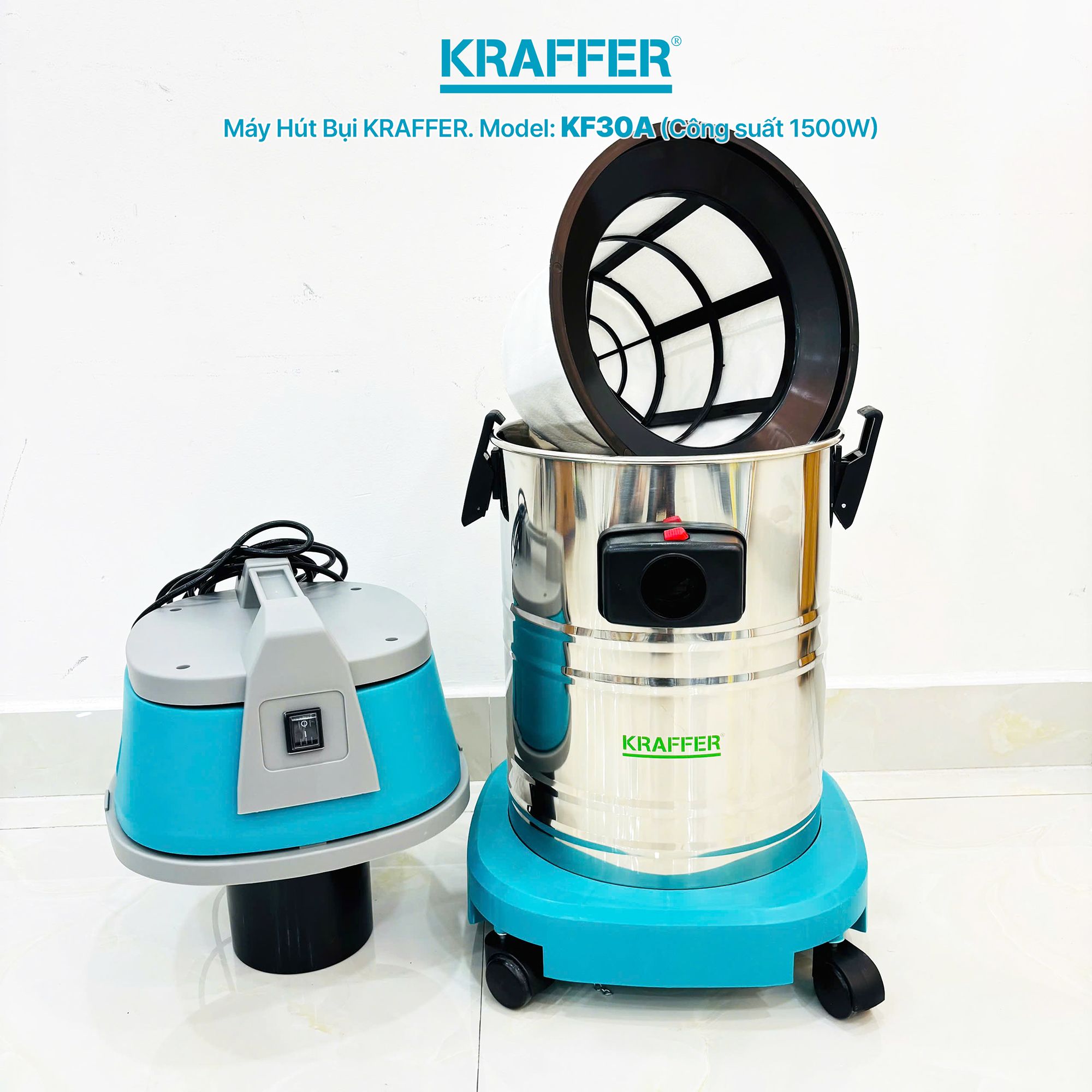  Máy hút bụi công nghiệp Kraffer KF30A, công suất 1500W 