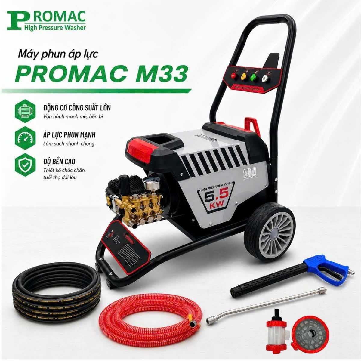  Máy phun rửa áp lực cao Promac M33, công suất 5.5kW 