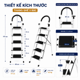  Thang ghế Thép carbon 5 bậc SUMIKA A305, chiều cao 117cm 