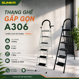  Thang ghế Thép carbon 6 bậc SUMIKA A306, chiều cao 140cm 