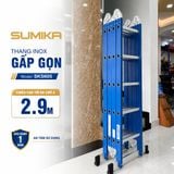  Thang inox gấp 4 đoạn SUMIKA SKS605, chữ A cao 2.9m, chữ I cao 5.8m 
