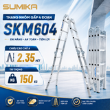  Thang nhôm gấp 4 đoạn SUMIKA SKM604, chữ A cao 2.35m 
