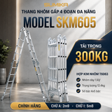  Thang nhôm gấp 4 đoạn SUMIKA SKM605, chữ A cao 2.9m, chữ I cao 5.8m 