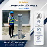  Thang nhôm gấp 4 đoạn SUMIKA SKM605, chữ A cao 2.9m, chữ I cao 5.8m 