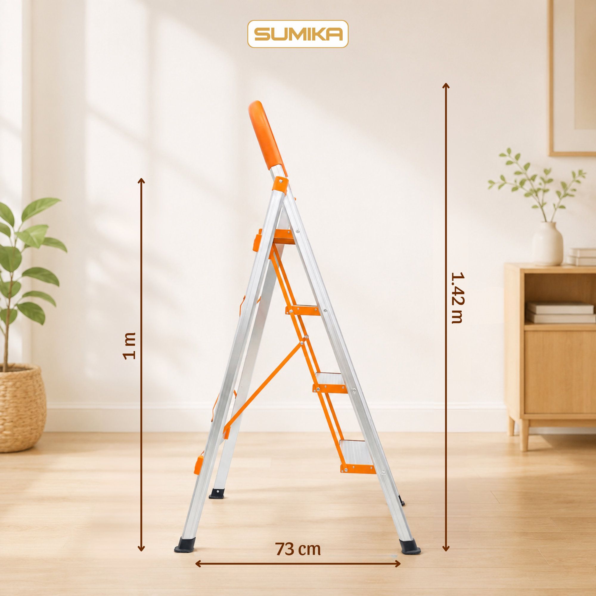  Thang nhôm ghế 4 bậc SUMIKA SK304, chiều cao 1M, tải trọng 150kg 