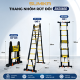  Thang Nhôm Rút Đôi SUMIKA SKS560D, Sơn Tĩnh Điện, Chữ A Cao 2.8M, Chữ I Cao 5.6M 