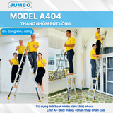  Thang nhôm rút lồng JUMBO A404, chữ A cao nhất 2M 