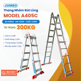 Thang nhôm rút lồng JUMBO A405C, chữ A cao nhất 2.6M 
