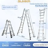  Thang nhôm chữ A rút lồng SUMIKA SKM405, chữ A cao nhất 2.5m 