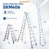  Thang Nhôm Rút Lồng SUMIKA SKM406, Chữ A Cao 3.15M, Chữ I Cao 6.3M 