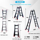  Thang Nhôm Chữ A Rút Lồng SUMIKA SKM44, Chiều Cao 2M, Tải Trọng 300kg 