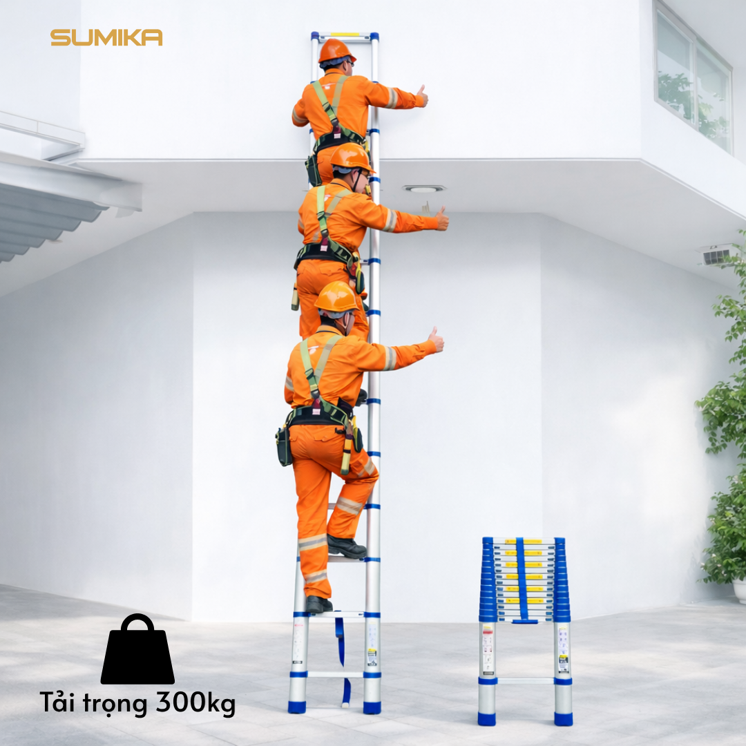  Thang nhôm rút Sumika SKB510, đai xanh, chiều cao 5.1m 