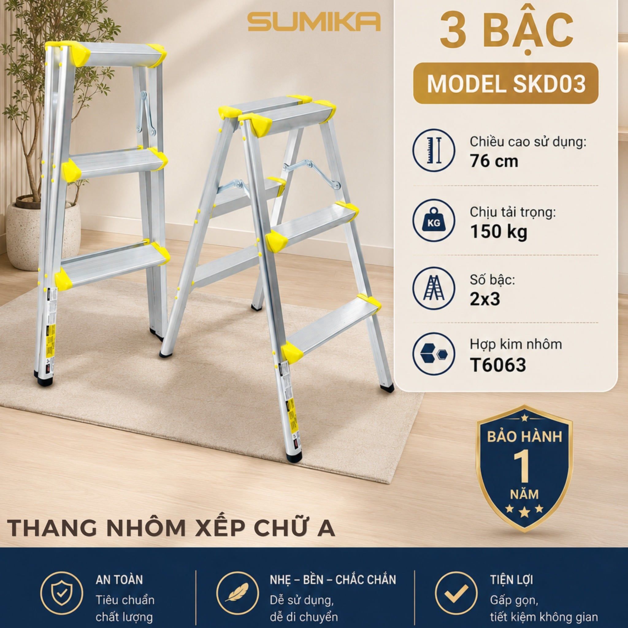  Thang nhôm xếp chữ A SUMIKA SKD03 