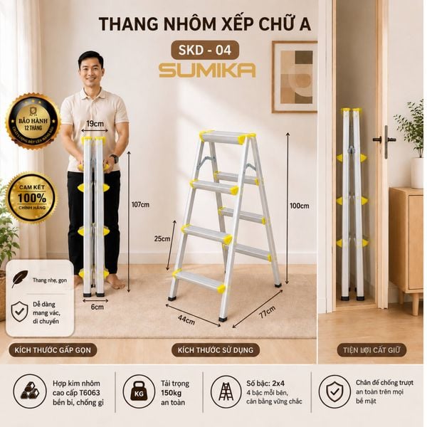  Thang nhôm xếp chữ A SUMIKA SKD04 
