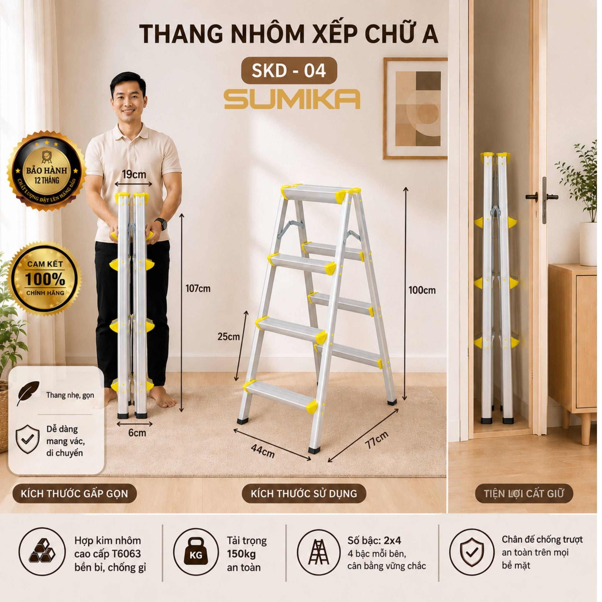  Thang nhôm xếp chữ A SUMIKA SKD04 