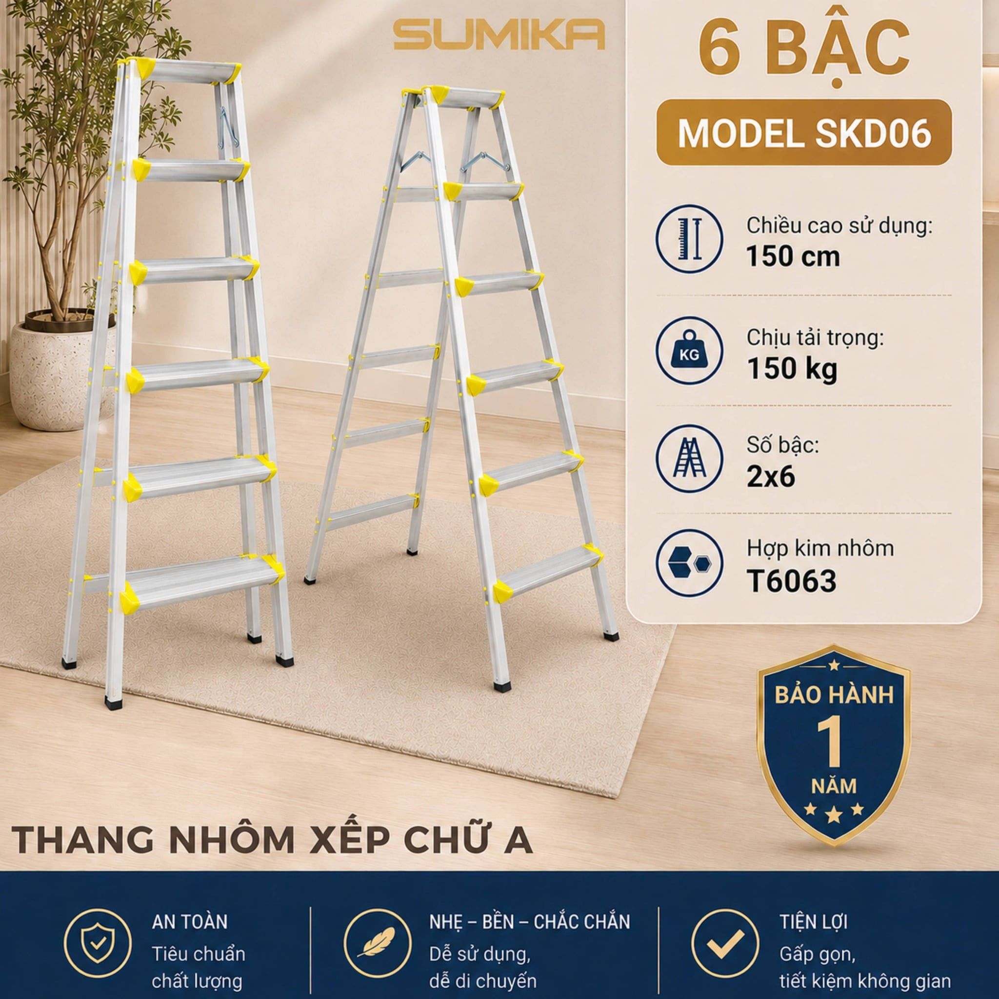  Thang nhôm xếp chữ A SUMIKA SKD06 