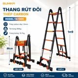  Thang rút đôi thép Carbon SUMIKA TA190C, chữ A cao 1M9 