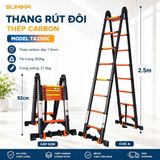  Thang rút đôi thép Carbon SUMIKA TA250C, chữ A cao 2M5 
