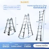  Thang nhôm rút lồng chữ A SUMIKA SKM404, chữ A cao 2m 