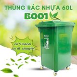  Thùng rác nhựa gia đình SUMIKA B001, có 4 bánh xe 