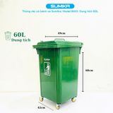  Thùng rác nhựa gia đình SUMIKA B001, có 4 bánh xe 