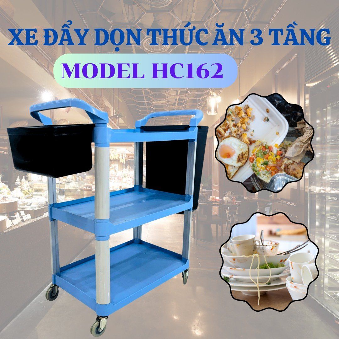  Xe đẩy thức ăn 3 tầng HiClean HC162 