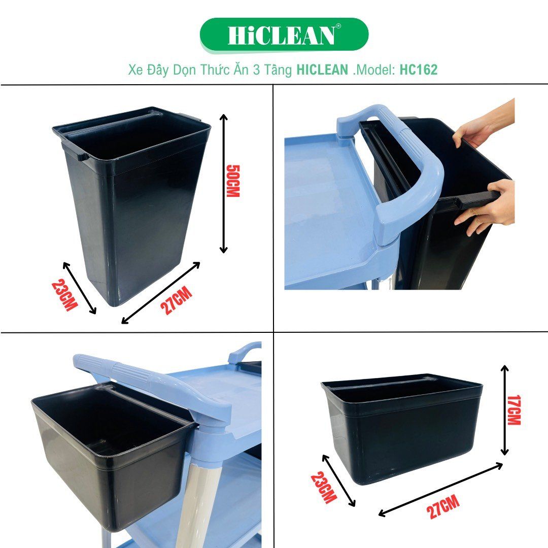  Xe đẩy thức ăn 3 tầng HiClean HC162 