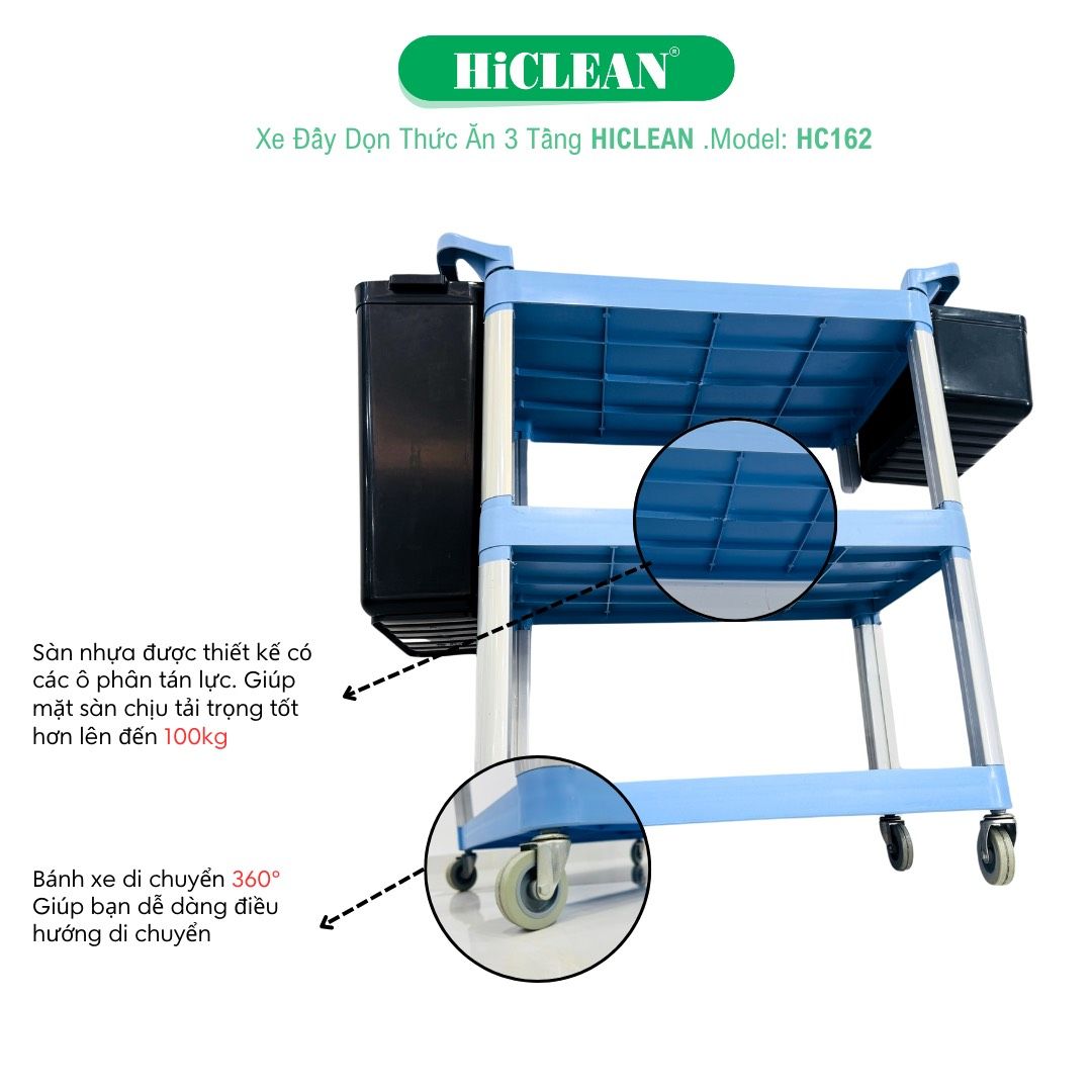  Xe đẩy thức ăn 3 tầng HiClean HC162 