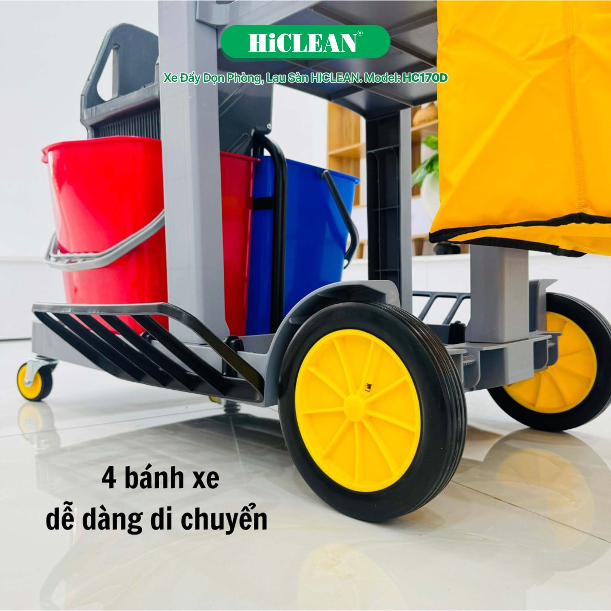  Xe đẩy làm vệ sinh HiClean HC170D 