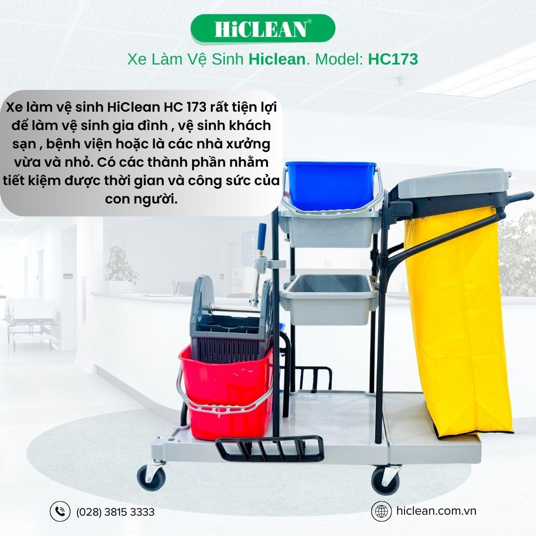  Xe đẩy làm vệ sinh HiClean HC173 