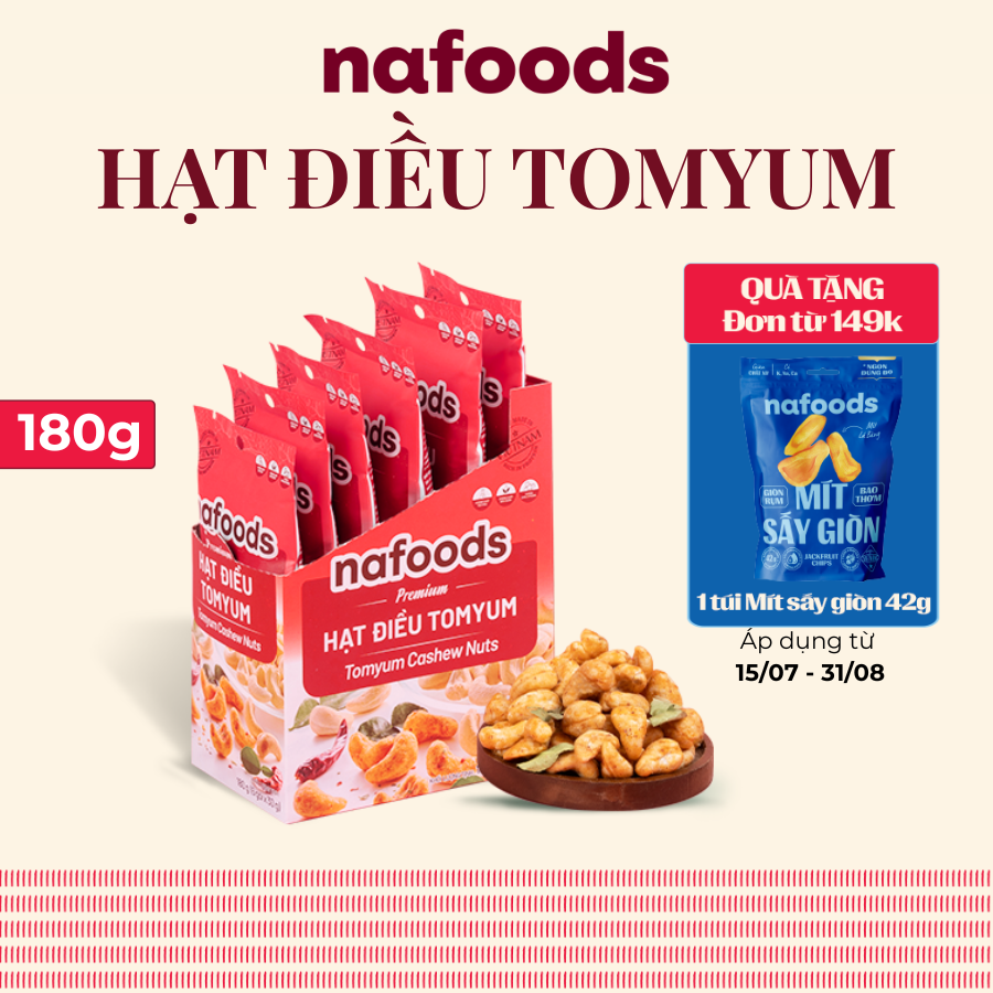  Hạt Điều Tomyum Hộp 180g 