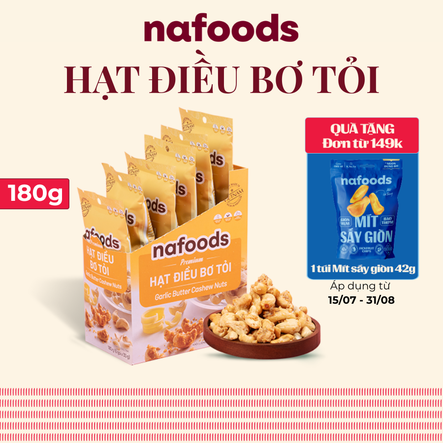  Hạt Điều Bơ Tỏi Hộp 180g 