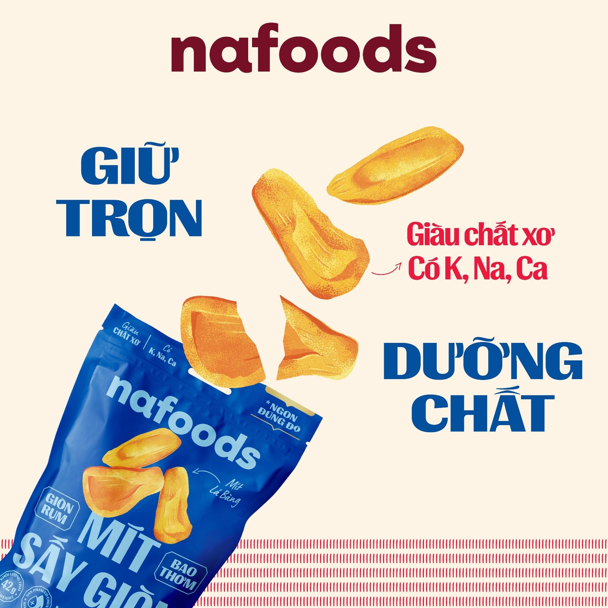  [Mua 14 Tặng 4] Mít Sấy Giòn Nafoods Gói 42g 