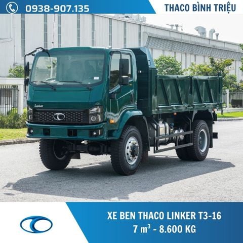 Xe ben Thaco Linker T3-16 | Xe ben Thaco 8,6 tấn 2 cầu | Xe ben 6 khối 