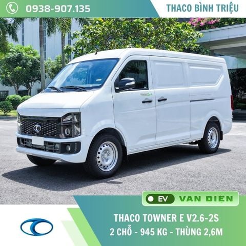XE VAN ĐIỆN | THACO TOWNER E V2.6-2S | 2 CHỖ | 945 KG | THÙNG 2,6M