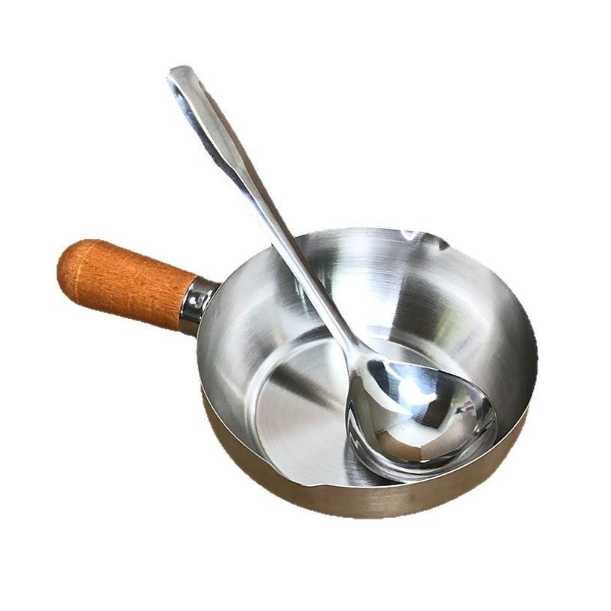 Nồi (Quánh) Nhỏ Inox 304 Cán Gỗ Tiện Lợi