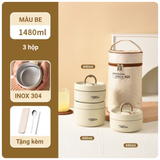  Hộp Cơm Giữ Nhiệt Nhiều Ngăn Có Túi Đựng 