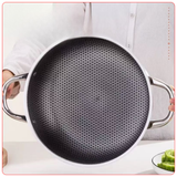  Chảo 2 Quai Inox 304 Chống Dính Vân Tổ Ong Cao Cấp 