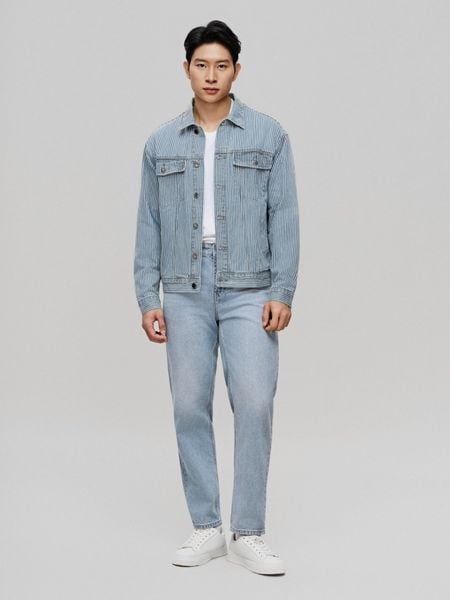 Quần Jean Nam Siêu Nhẹ Ống Suông Xanh Nhạt Trơn ICON105 Form Straight