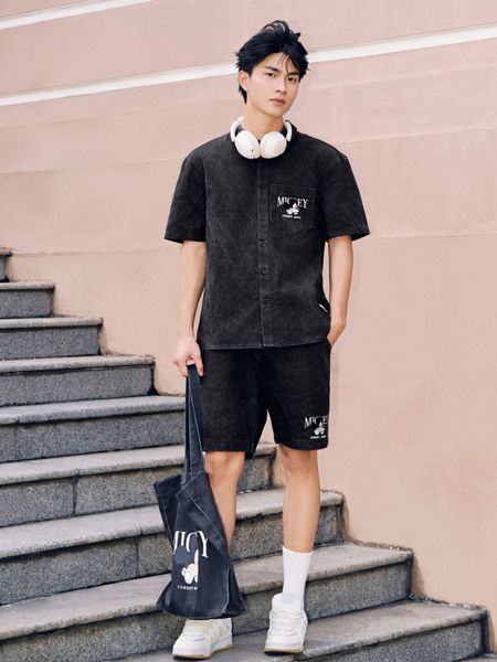 Quần Short Denim Nam Ống Suông Disney Industrial Form Loose