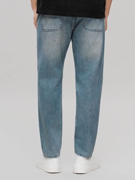 Quần Jean Nam Dài Lưng Thun Faded Wash Form Baggy