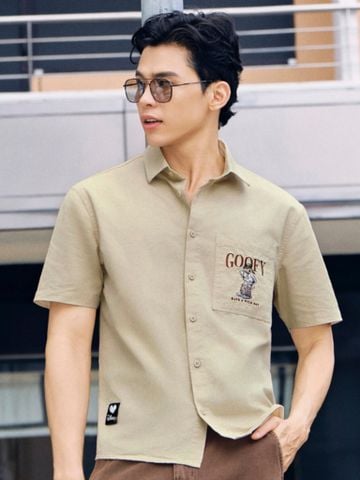 Áo Sơ Mi Nam Tay Ngắn Disney Sunny Goofy Form Boxy