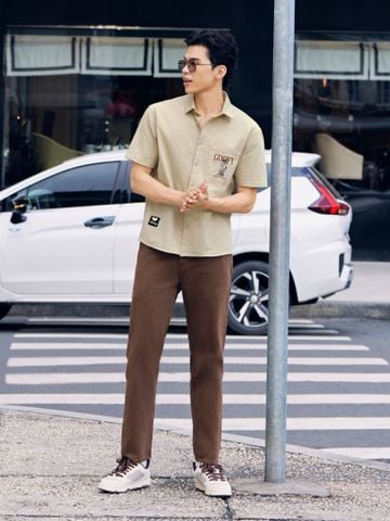 Áo Sơ Mi Nam Tay Ngắn Disney Sunny Goofy Form Boxy