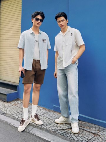 Áo Sơ Mi Tay Ngắn Hoạ Tiết Disney Striped Groove Form Boxy