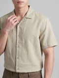 Áo Sơ Mi Nam Tay Ngắn Linen Cuban Sandrift Form Relaxed