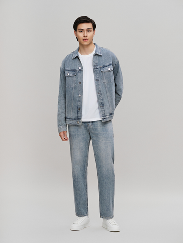 Quần Jean Nam Siêu Nhẹ Ống Suông Xanh Nhạt ICON105 Form Straight